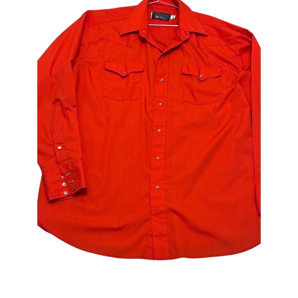 Vintage Panhandle Slim Mens Red Pearl Snap Western Shirt 17.5 x 36 Cowboy XL
